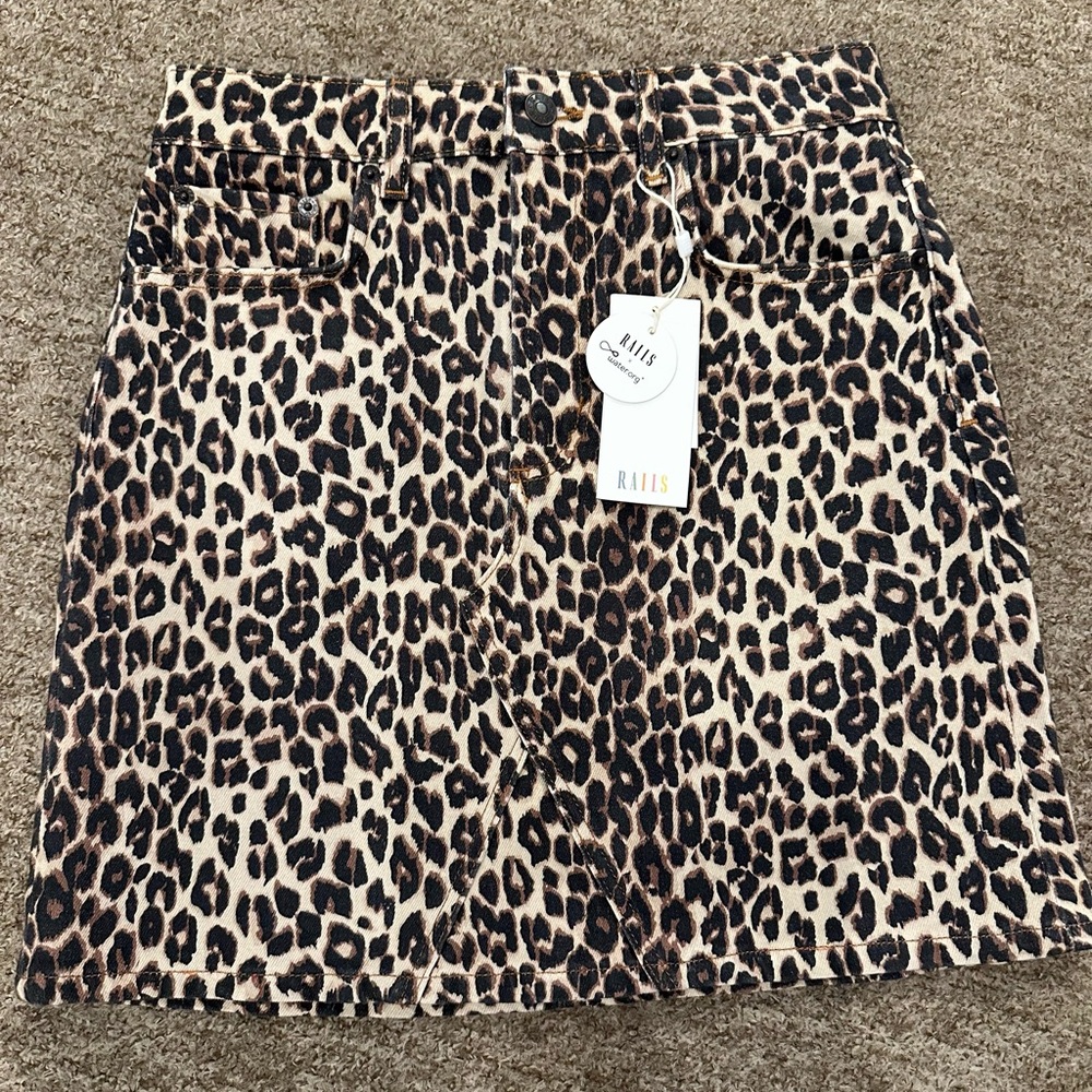 Rails Laurel Leopard Denim Skirt